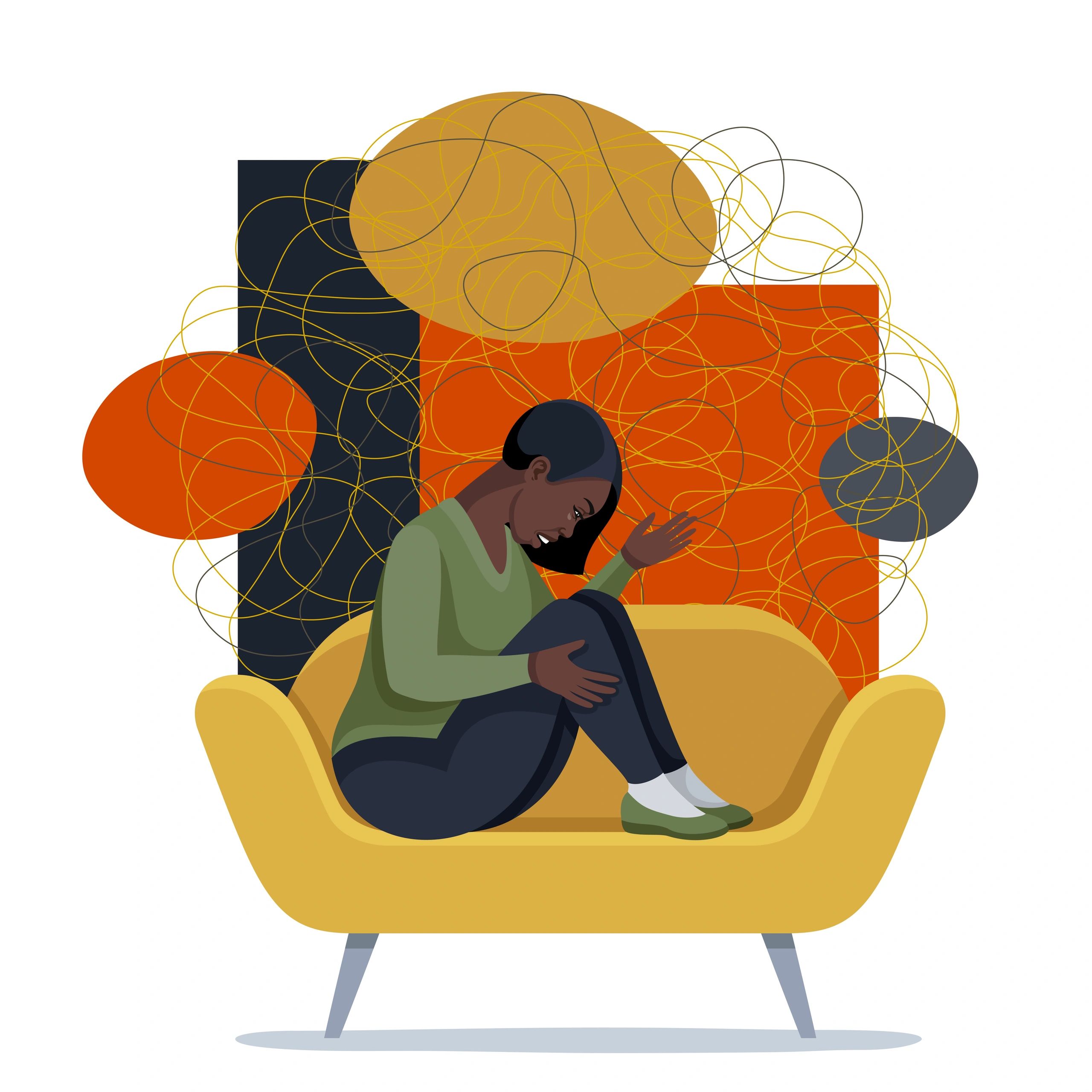 Illustrated character expressing a low mood