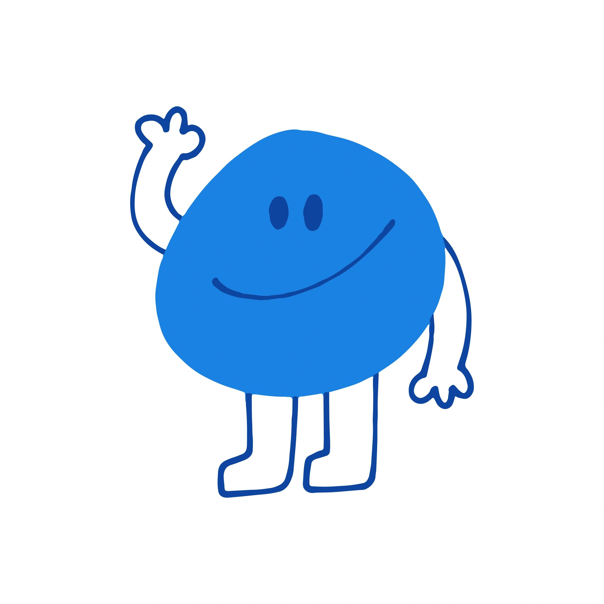 Cute blob mascot character waving